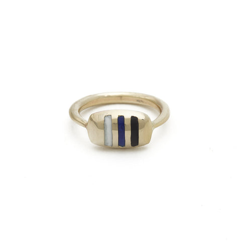 Inlay Striped Cushion Ring