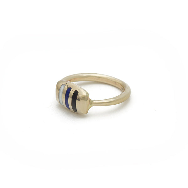 Inlay Striped Cushion Ring