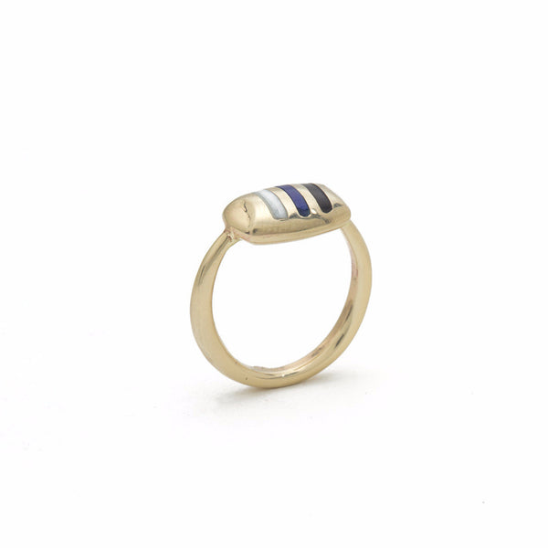 Inlay Striped Cushion Ring